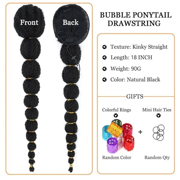 Matriarchs Kinky Afro Bubble Ponytail Extension Long Drawstring Ponytail - Picture 2 of 6